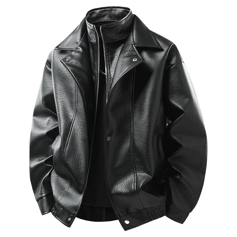 Leather Jacket Autumn Winter Outdoor Comfortable Warm Breathable Men's Jacket Sports Fitness Running Leisure Handsome Imitation