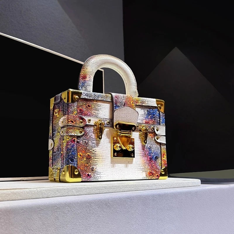 Luxury Brand New Handbag Gradient Color Leather Lizard Pattern Crossbody Box Bags for Women Sac À Main Femme