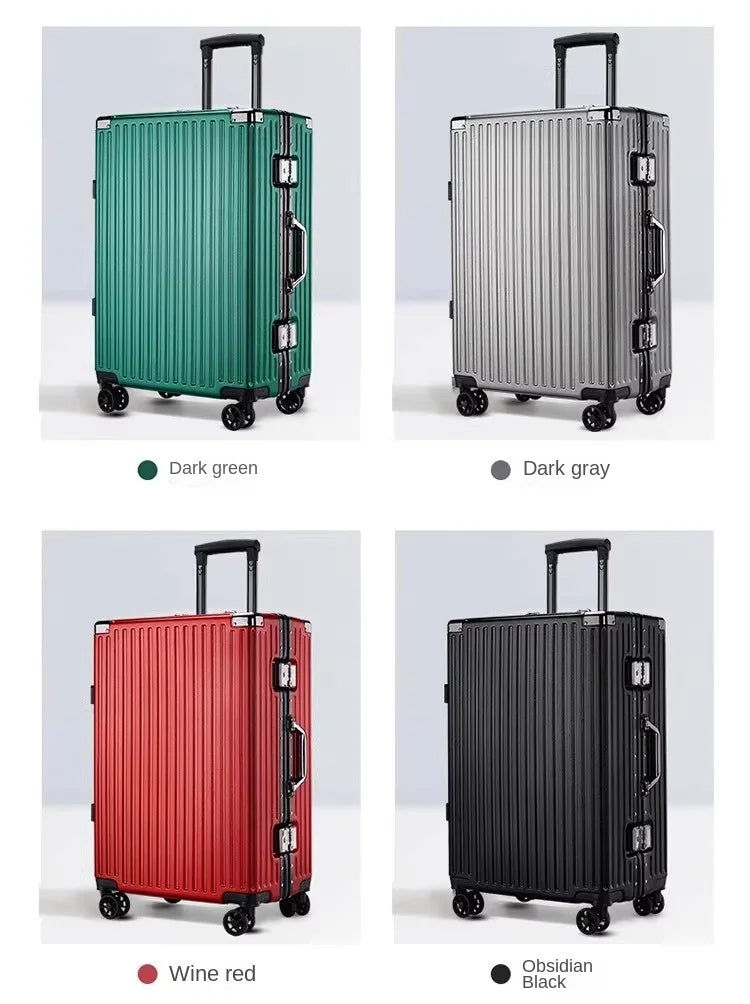 Aluminium Frame Suitcase Large-capacity Trolley Case Strong and Durable Password Cabin Bag Thickened PC suitcase 20/22/24/26/28