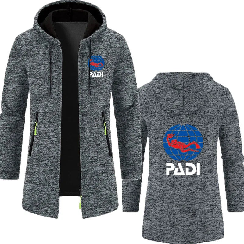 2025 Spring Autumn Scuba Driver Padi Man Hoodies Sweatshirts Fleece Warm Zipper Long Hooded cardigan for Men Jackets Coat