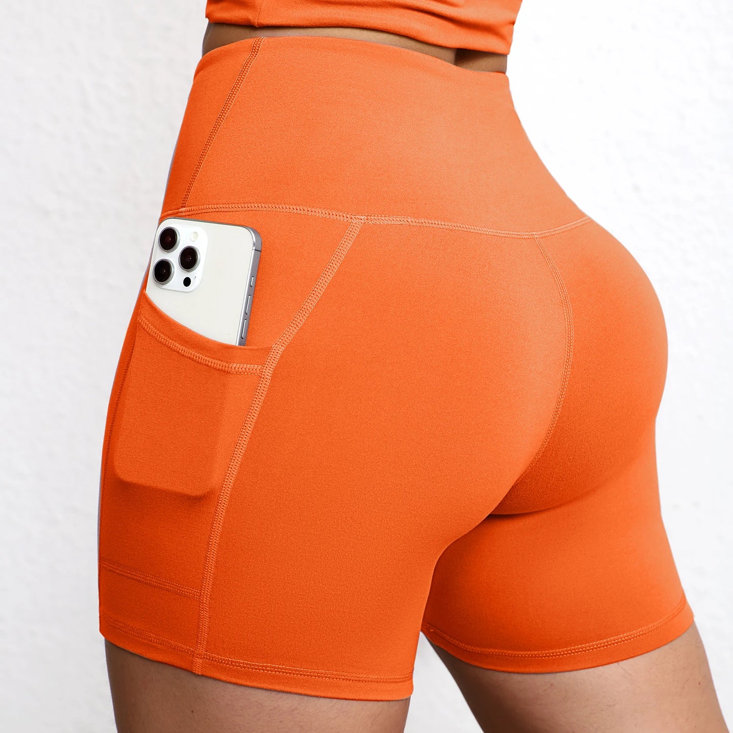 Summer Soft Yoga Shorts With Pocket Buttock Lift Gym Leggings Women High Waist Sports Shorts Women Running Workout Shorts