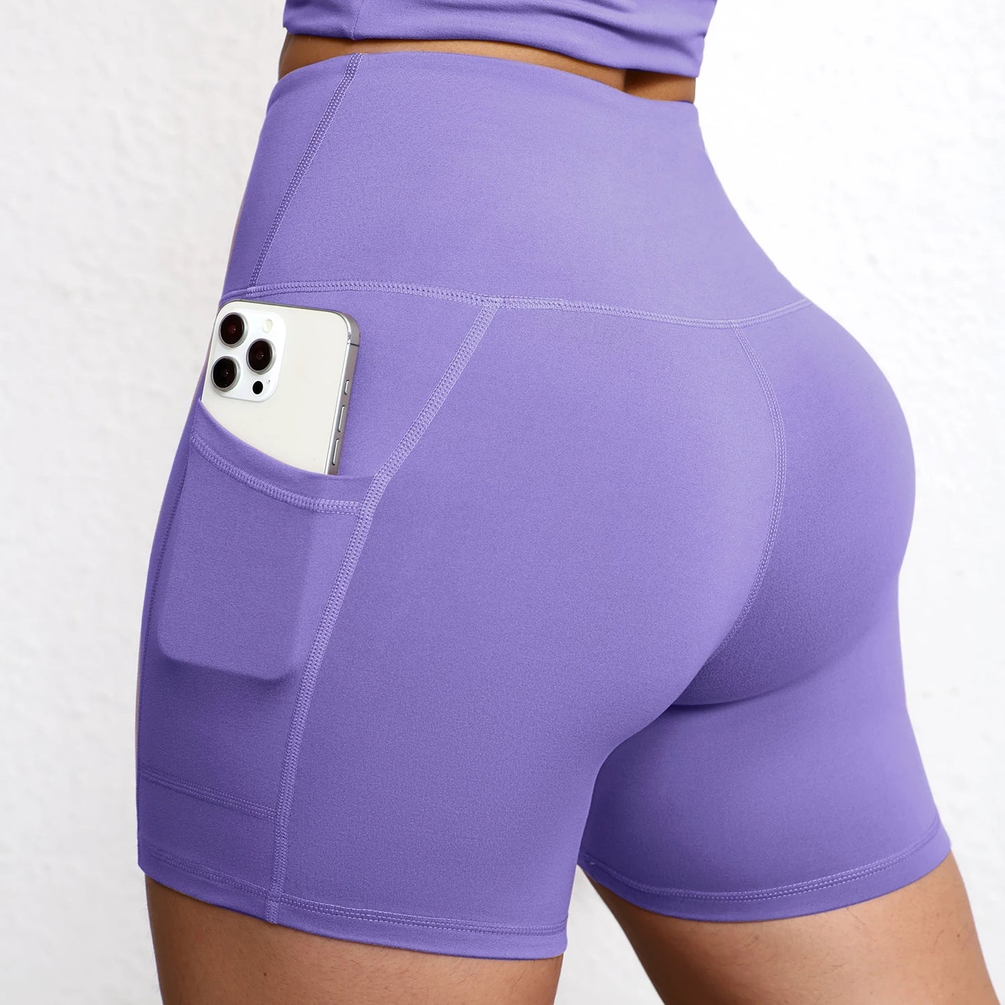 Summer Soft Yoga Shorts With Pocket Buttock Lift Gym Leggings Women High Waist Sports Shorts Women Running Workout Shorts