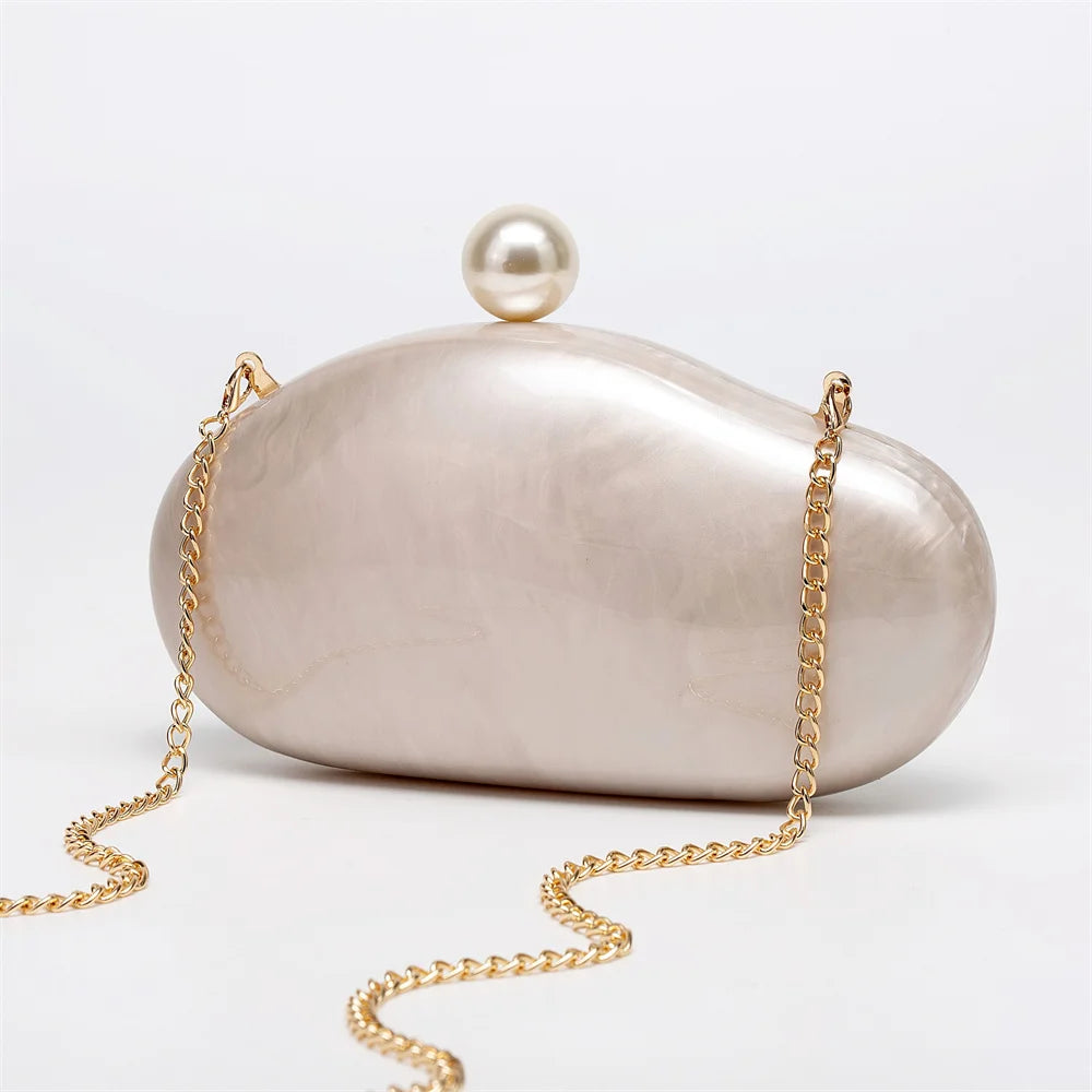 New Pearl Marble Red Green Brown Black Acrylic Box Clutches Evening Bags Women Luxury Designer Purses Bridal Wedding Party Bags