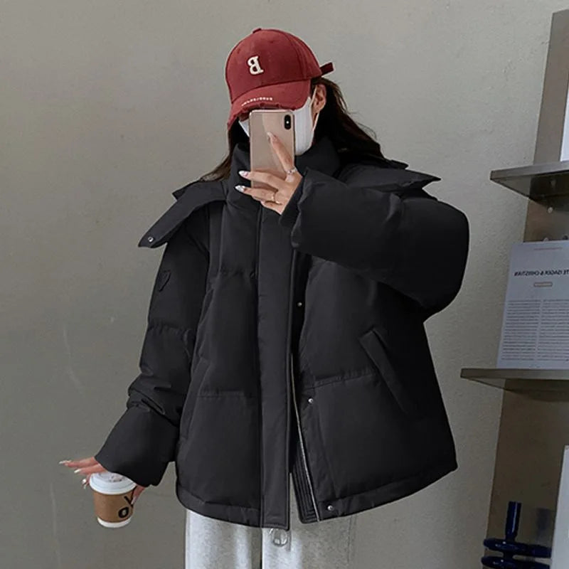 Winter Women's Short Puffer Jacket Loose Bread Style Coat Korean Version Cotton down Outerwear Sweet Fresh Style Cotton Clothes