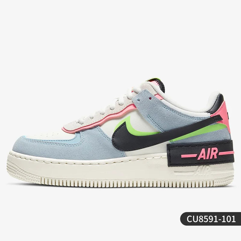 Nike Originals Mens Air Force 1 Shadow AF1 Pink Blue Macaron Casual Shoes CU8591-101