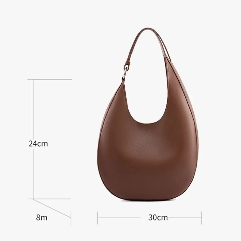 Genuine Leather Women Tote Bags Fashion Luxury Designer Women's Shoulder Bag Quality Cowhide Large Capacity Half Moon Handbags
