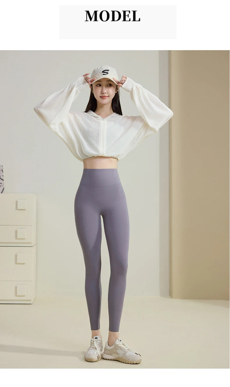 BIVIGAOS Spring Summer Back Pocket Nude Feel Sharkskin Leggings Women Fish Bone High Waist Push Up Sport Fitness Running Legging