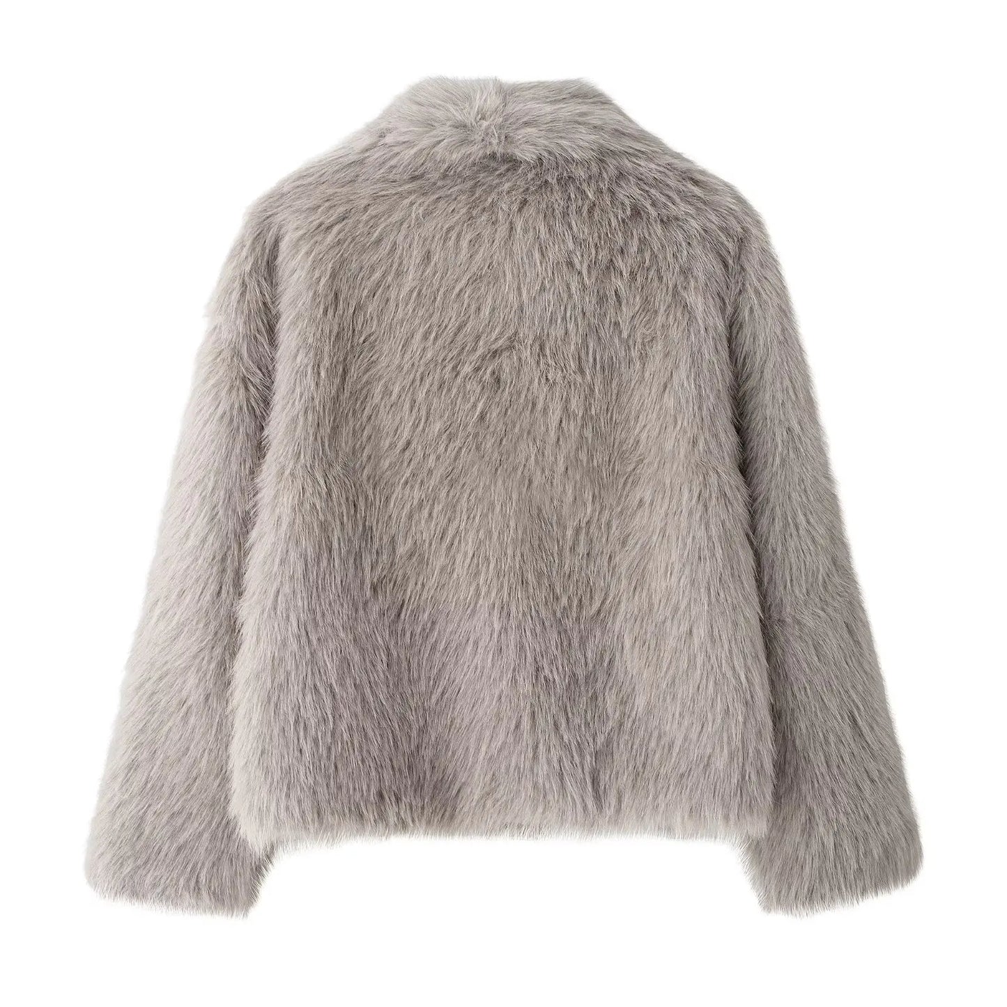 HH 2025 Winter Coats For Women New Artificial Fur Effect Loose Cropped Coat Female Versatile Streetwear Women's Cardigan