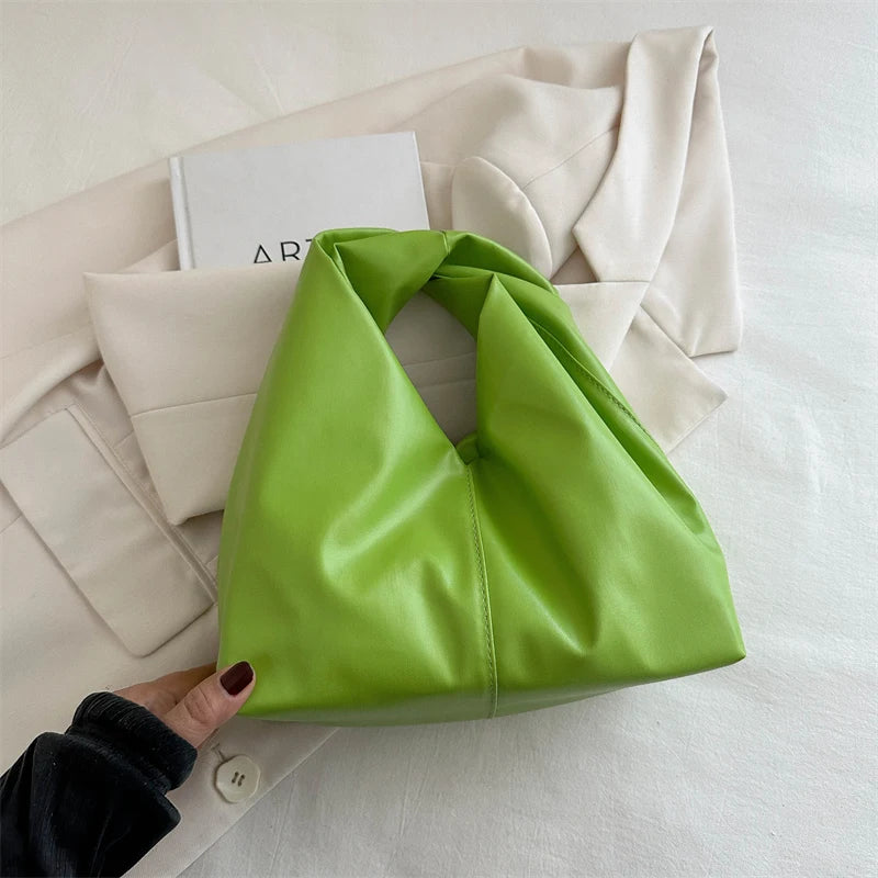 Elegant Folded Cloud Women's Handbag Trendy Minimalist PU Leather Tote Bag Soft Surface Magnetic Buckle Closure Casual Use