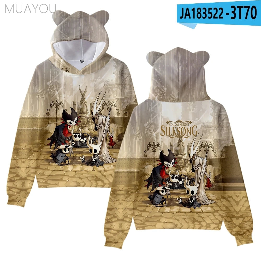 Hollow Knight Silksong kids hoodies Sweatshirts 3D Printed Cat's Ears Anime Casual Pullovers Men Women hoodie