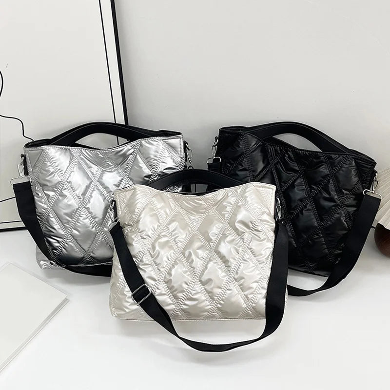 Simple Versatile Diamond Large Capacity Retro Handbag Women's Casual Soft Handle Crossbody Shoulder Bags