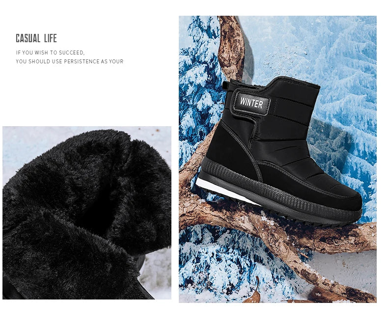 New Men's Winter Boots Warm Plush Snow Boots High Quality Waterproof High-Top Men's Ankle Boots Outdoor Men Hiking Boots Sneaker
