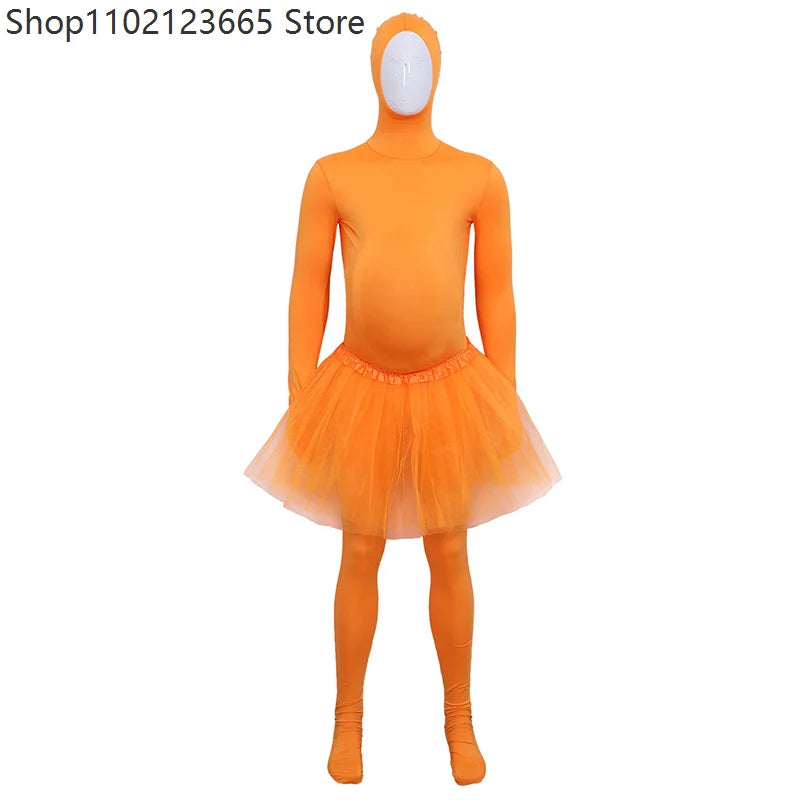 Halloween Costume Spandex Full Body Invisible Suit Orange Solid Color Casual Yellow Mustache and Eyebrow Jumpsuit Costumes 2026