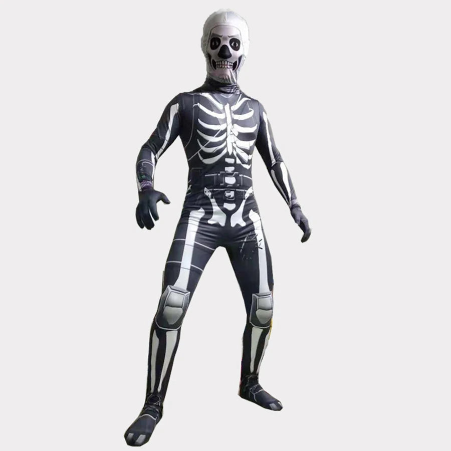 Halloween Costumes Ghost Skull Cosplay Jumpsuit for Kids Child Adults Scary Skeleton Bodysuit Halloween Mask Carnival Clothes