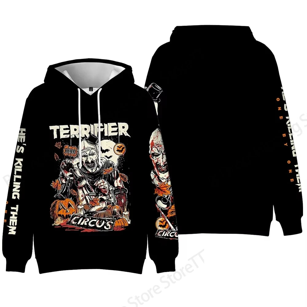 Horror Movie Terrifier Killer 3d Print Hoodie Men Women Fashion Long Sleeve Hoodies Halloween Coat Men Sweatshirt Winter Clothes