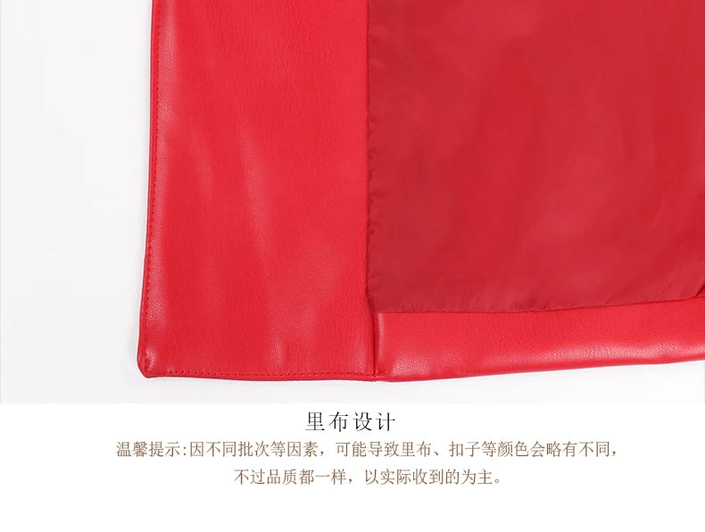 Nerazzurri Spring Autumn Long Red Soft Pu Leather Trench Coat for Women Pockets Sashes Luxury Elegant Chic Stylish Overcoat 2023