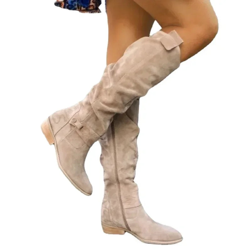 Hot Selling Retro Women Boot Large Size43Suede High Women Boot Winter Boot Women High Heel Allmach Knee Length Boots Botas Mujer