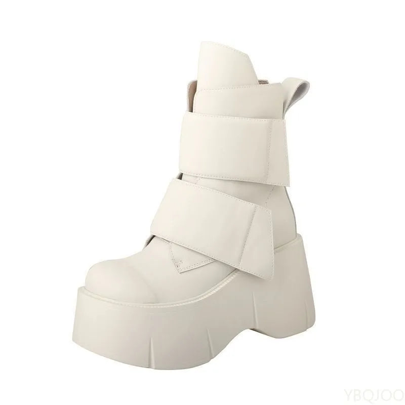 Fashionable versatile height increasing women's boots new spring autumn casual comfortable thick soled women's shoes