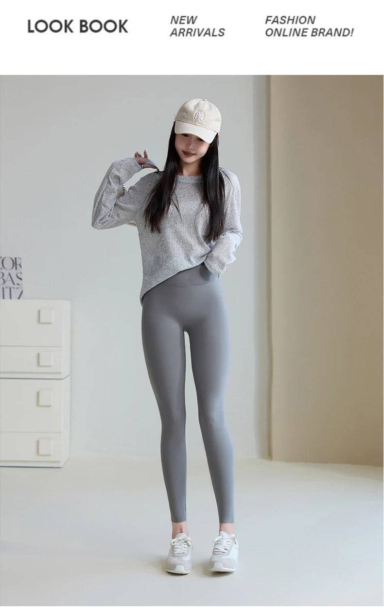 BIVIGAOS Spring Summer Back Pocket Nude Feel Sharkskin Leggings Women Fish Bone High Waist Push Up Sport Fitness Running Legging