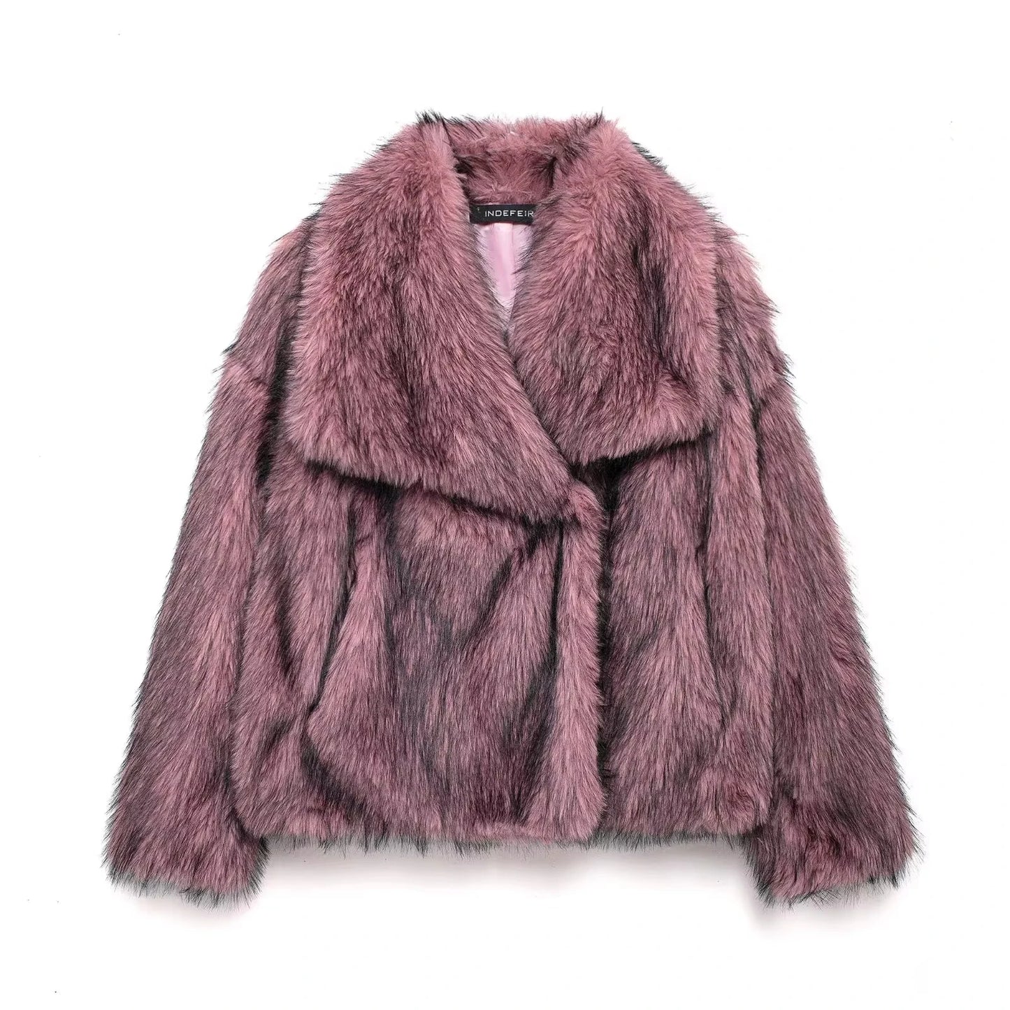 HH Women Elegant Faux Fur Coat Warm Fluffy Loose Long Sleeve Lapel Jacket Autumn Winter Fashion High Street Lady Outerwear
