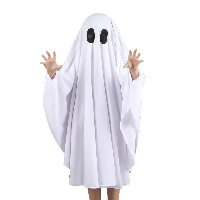 New Halloween Cloak White Ghost Pullover Cloak Kids Adult Horror Party Dress Up Cape Cosplay Costume