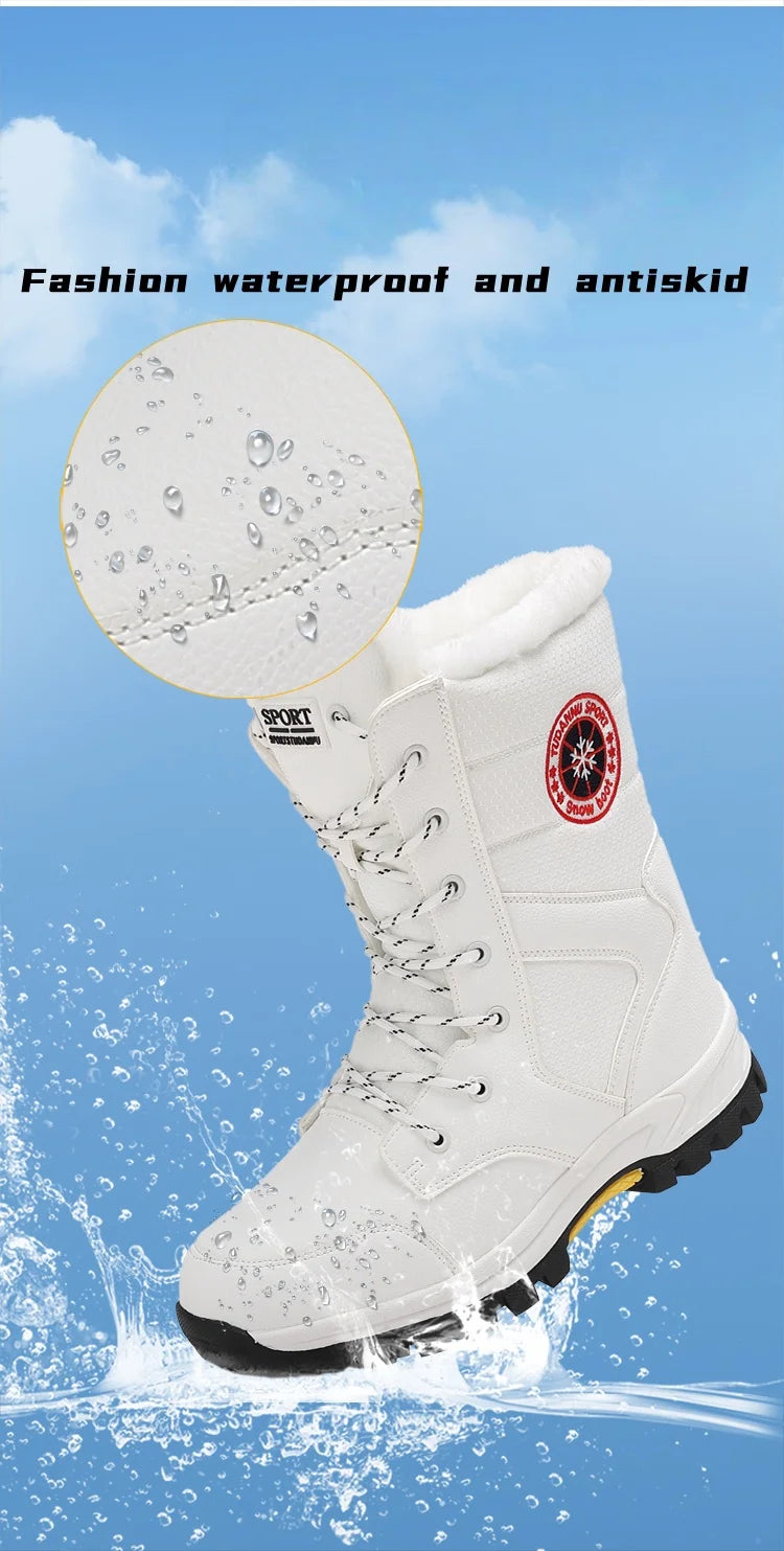2025 new winter warm plush lined snow boots women's outdoor waterproof and non-slip plush cotton boots comfortable platform shoe
