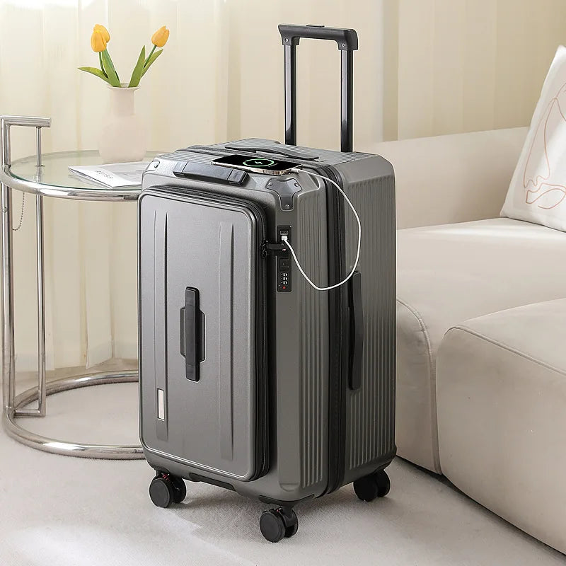 Large Size Expandable Suitcase 32/34 inch Side Opening Travel Luggage Large Capacity Check-in Box with Brake 5 Wheels Trolley Ca