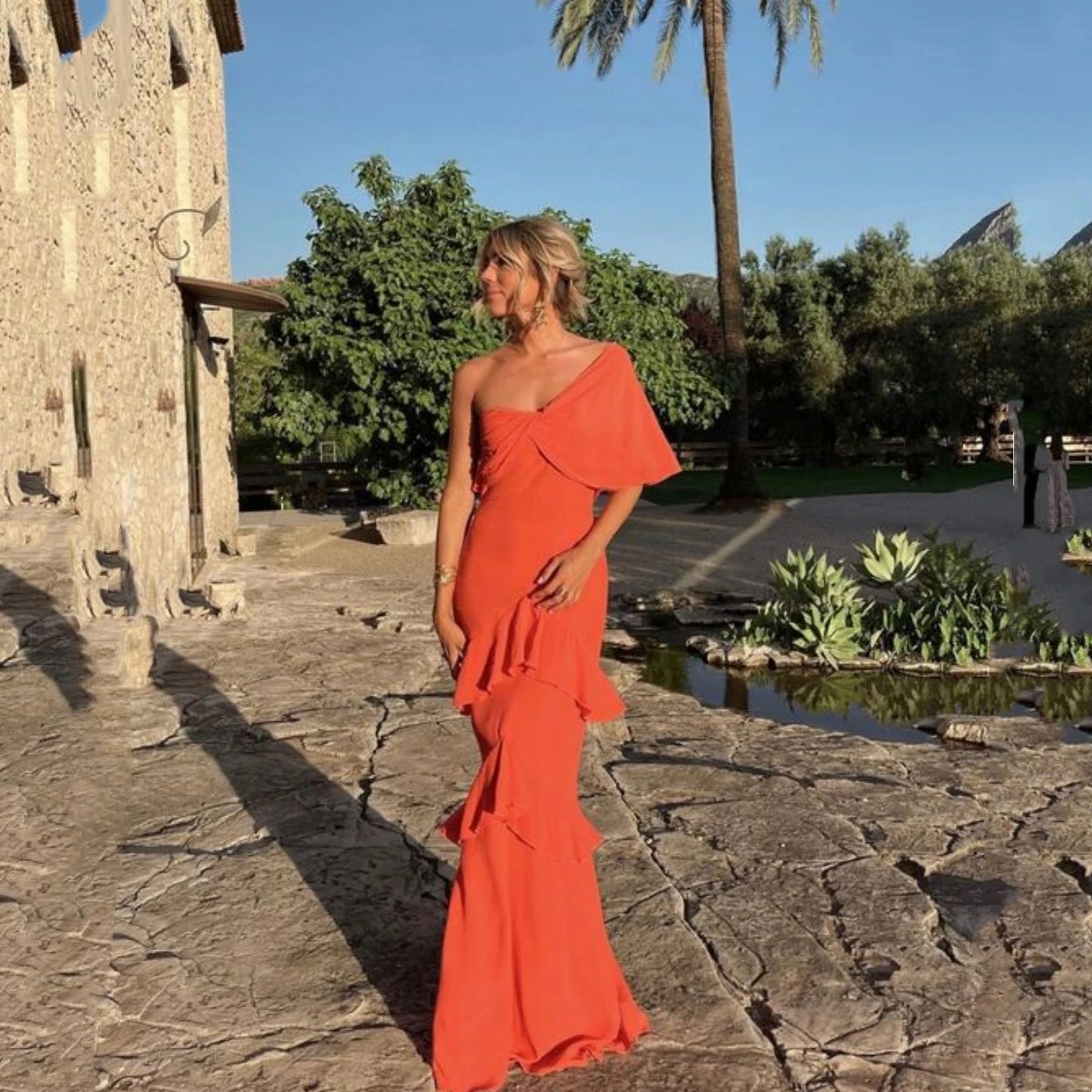 Bridesmaid Elegant Party Dresses for Women Luxury Evening Dresses customized One Shoulder Sleeve Gala Dress Woman Mermaid Prom
