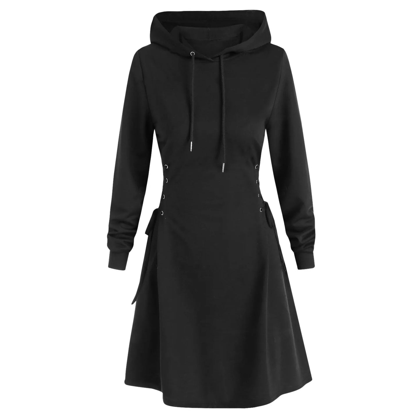 woman Women's Clothing Hoodies Sweatshirts Women's slim fit waist cinching strap drawstring long hooded sweatshirt Sweatshirts