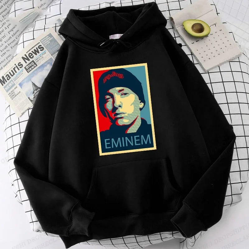 Eminem Print Hoodie Men Women Fashion Hip Hop Hoodies Women Sweats Rapper Sweats Clothing Rock Fashion Harajuku Sweatshirts