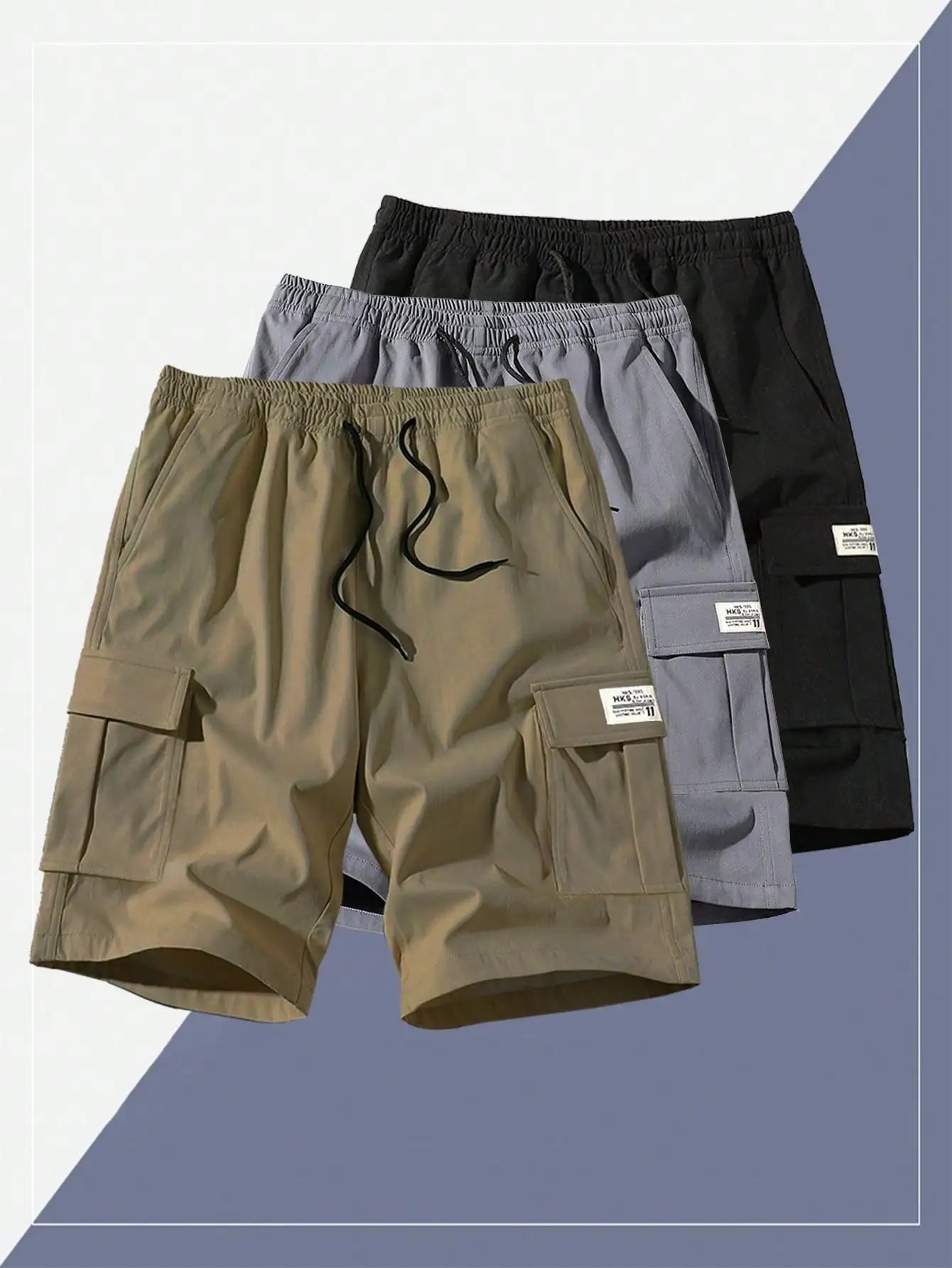 4 Pcs Men's Casual Breathable Cargo Shorts Summer Outdoor Bermuda Shorts