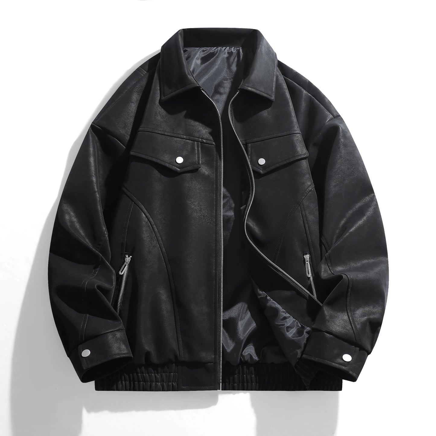 Leather Jacket Autumn Winter Outdoor Comfortable Warm Breathable Men's Jacket Sports Fitness Running Leisure Handsome Imitation
