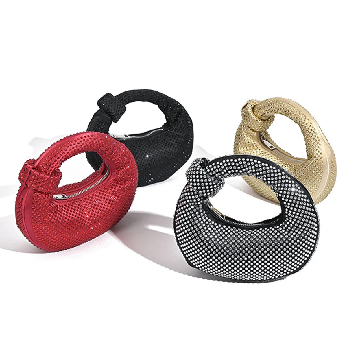 Full Diamond Dumpling Bag Women's Socialite Dinner Clutches Ladies Sparkling Rhinestone Evening Handbag Mini Banquet Party Purse