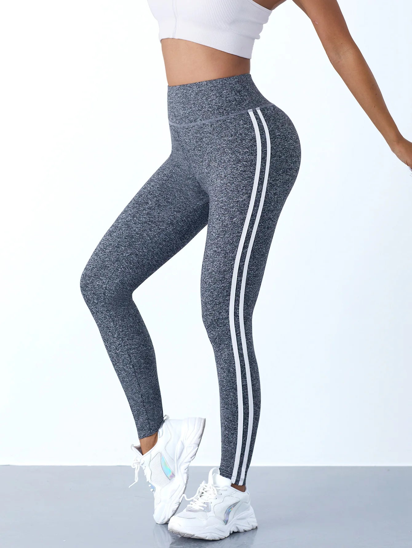 Yoga Leggings Women Striped Slim Sports Pants High Waist Hip Liftting Casual Tight Workout Running Stretchy Athletic Gym Legging