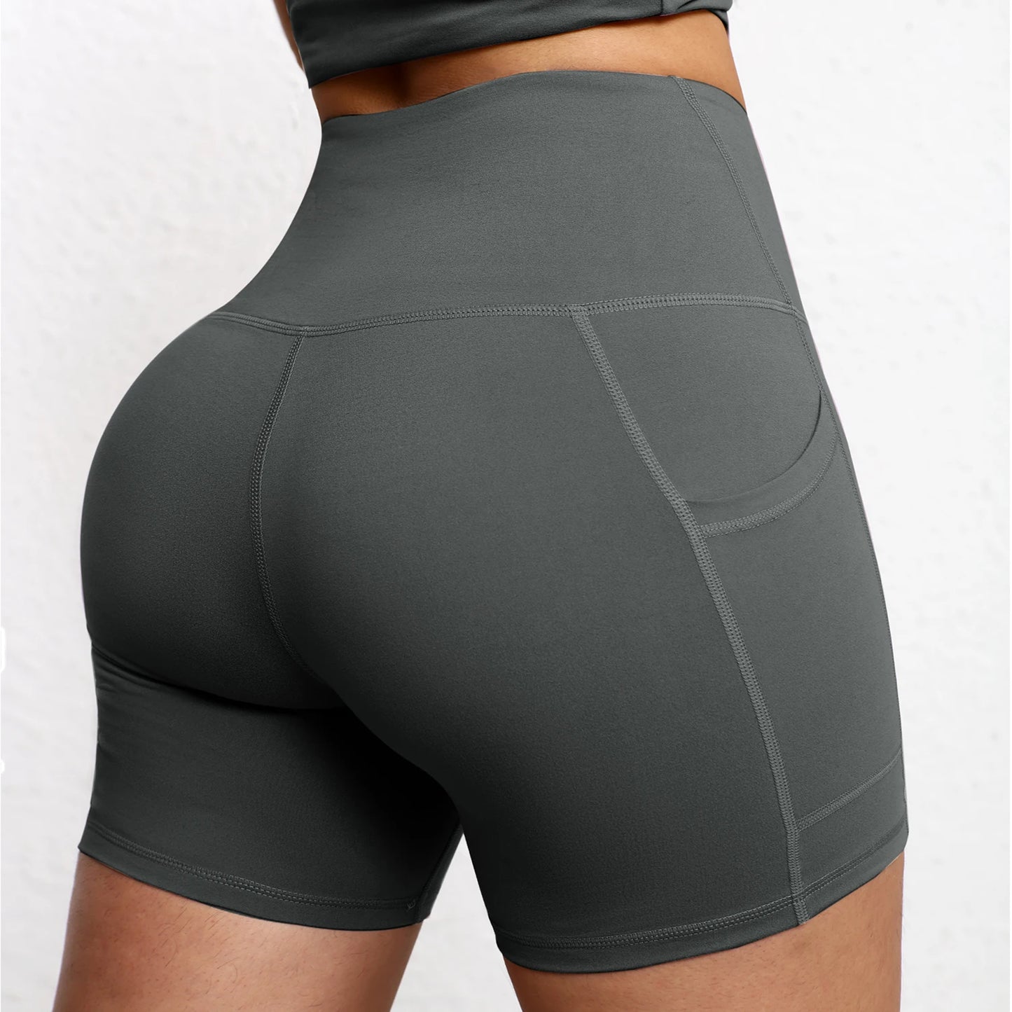 Summer Soft Yoga Shorts With Pocket Buttock Lift Gym Leggings Women High Waist Sports Shorts Women Running Workout Shorts