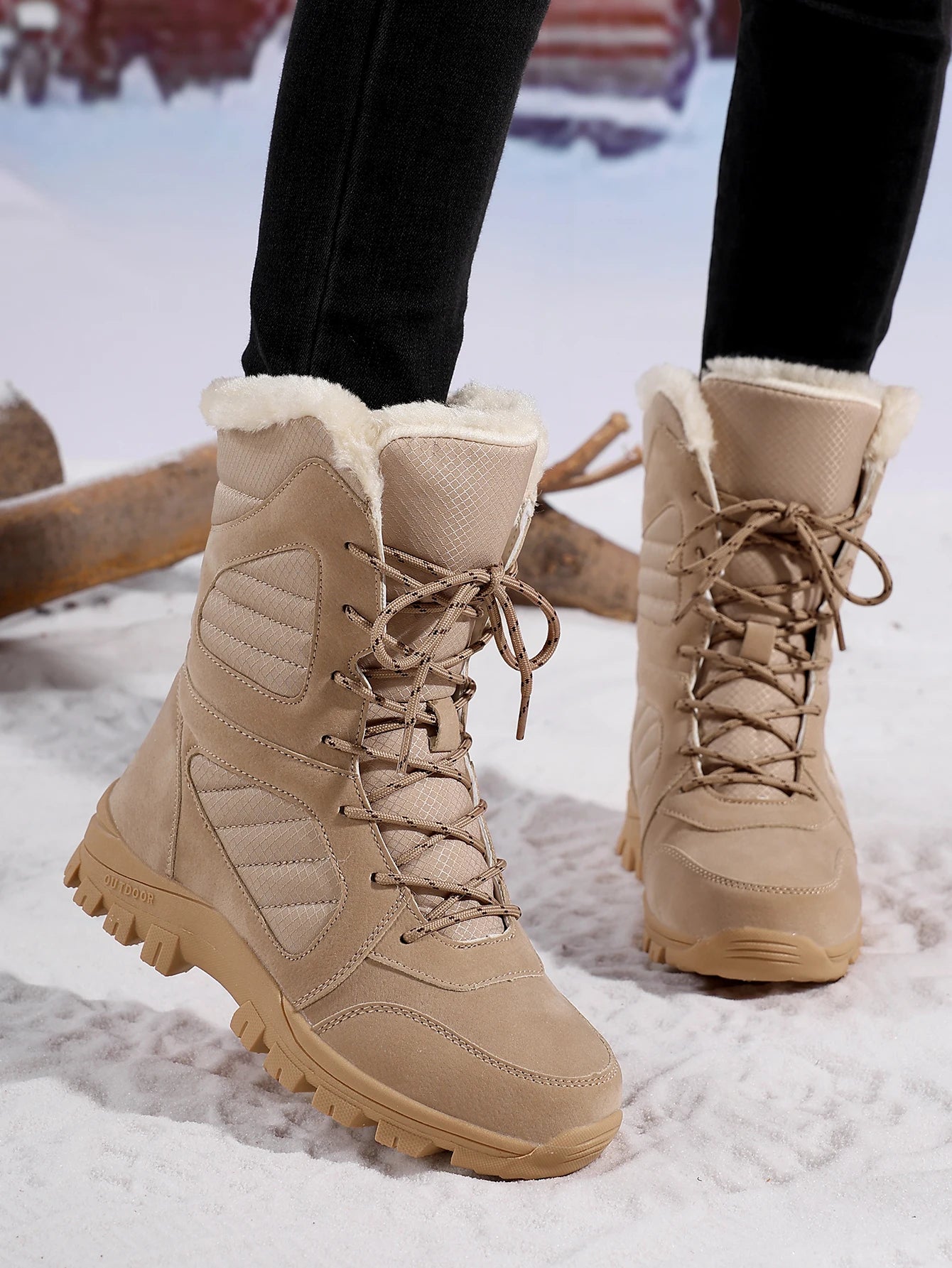 Snow Boots for Couples, 2025 Winter New Style, Fleece-Lined, Thickened, Warm, Thick-Soled, Height-Increasing Short Boots