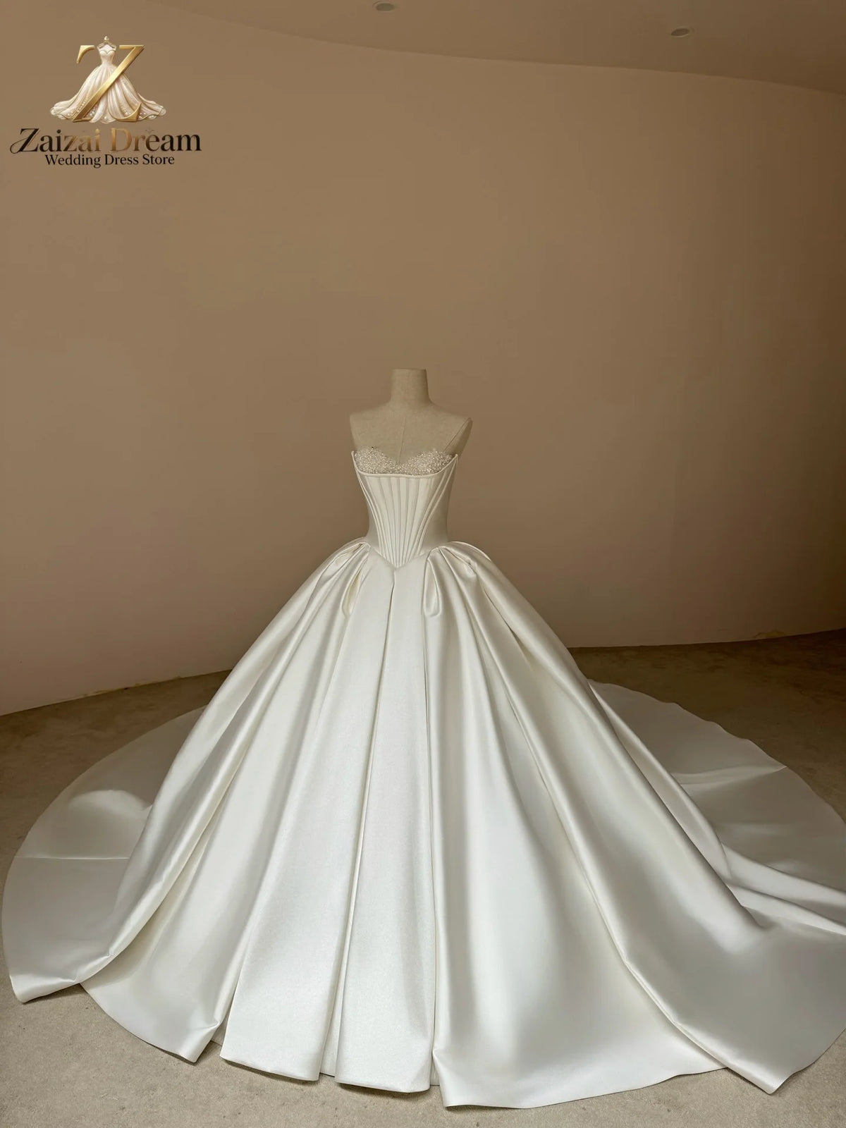 Customized Luxury Long Sleeve Wedding Dress Sparkle Lace Ball Gown Bridal Gown High Neck Beaded Wedding Dress Vestido De Novia