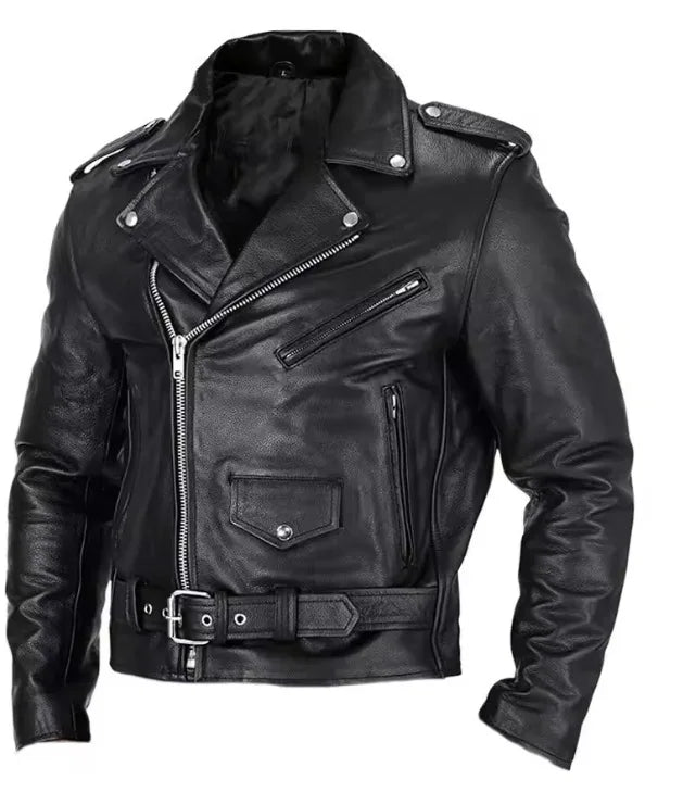 QICHE Men's Leather Jacket 2026 Slim PU Motorcycle Style Men's Jacket Fashion New Long Sleeve Casual Outerwear Coat For Men