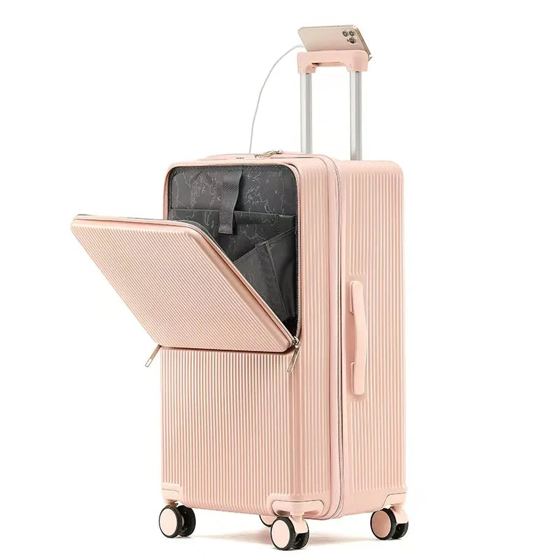 Front Opening Suitcase 20 inch Boarding Box Trolley Case 28/30 inch Luggage Large Capacity Aluminium Frame Suitcase Password Box