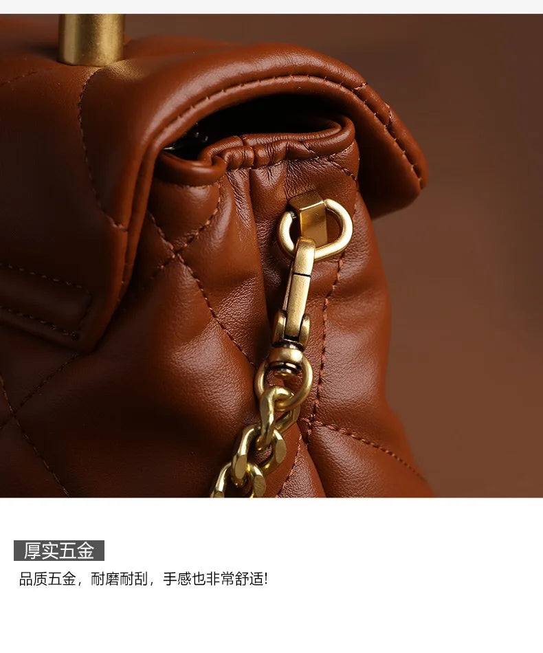 2025 new high-end diamond grid handbag fashion chain versatile shoulder crossbody bag