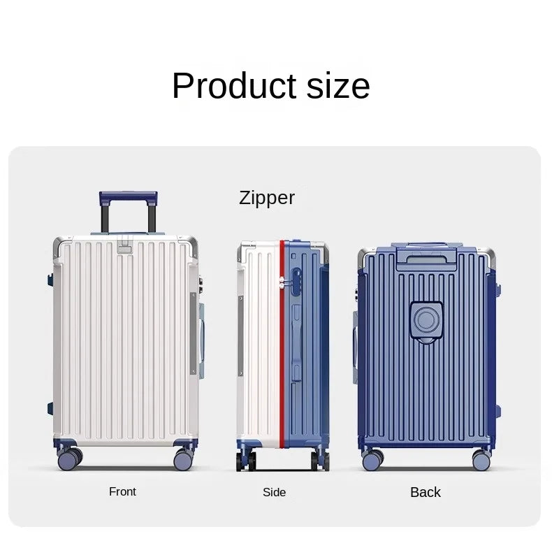 28/30 inch Large-capacity Luggage Lightweight Aluminium Frame Trolley Case 20 inch Can Boarding Zip Model Suitcases on Wheels