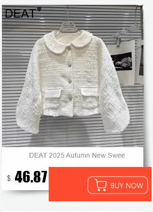 DEAT 2026 Autumn New Fashion Metal Buckle Design Shoulder Strap Denim Short Jacket For Women High Street Coat Female 11A06995