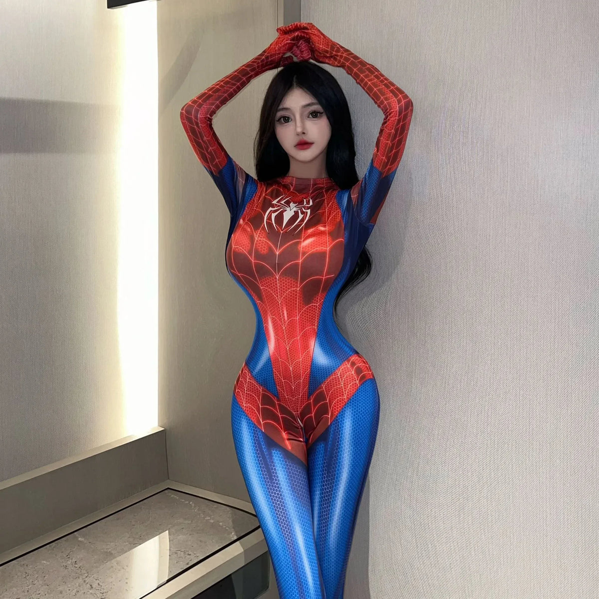 MJ Spider Woman Superhero Cosplay Costume Miles Morales Spiderwoman Spidey Superhero Halloween Bodysuit Zentai Suit Jumpsuit