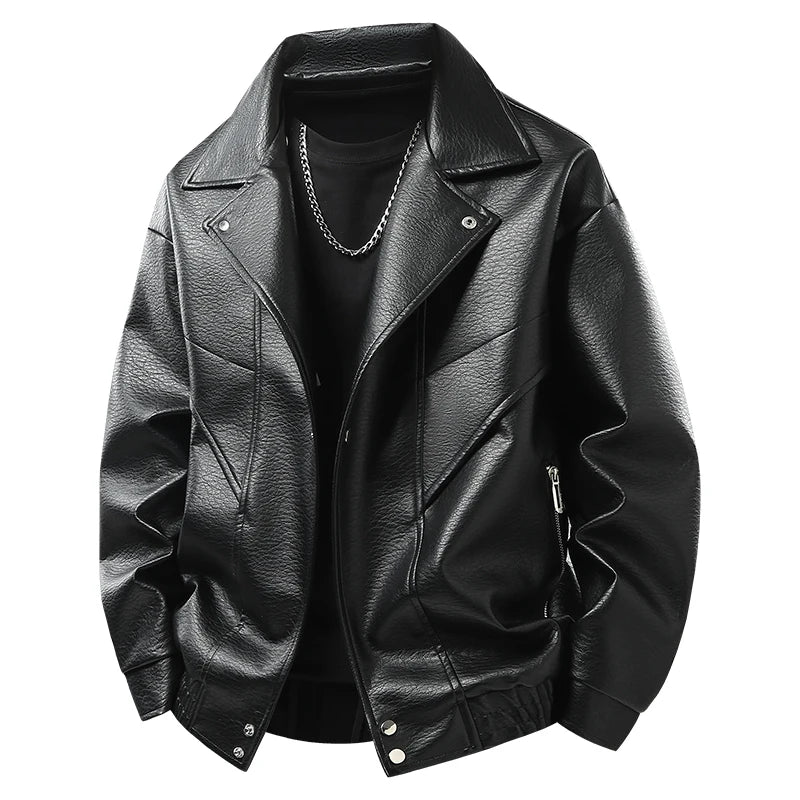 Leather Jacket Autumn Winter Outdoor Comfortable Warm Breathable Men's Jacket Sports Fitness Running Leisure Handsome Imitation