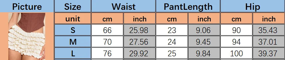 Elastic Multi-Layer Mesh Short Pants Women Summer Solid Ruffled Frilly Shorts Sweet Low Waist Bloomers Shorts Y2K Streetwear