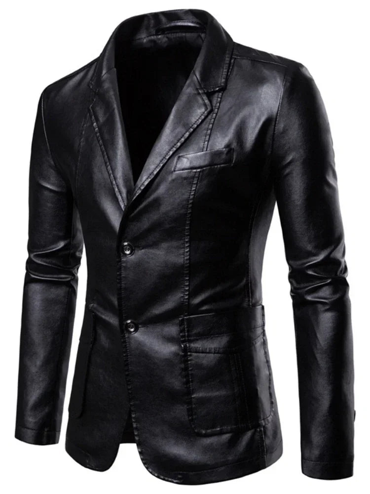 2024 Men Slim Autumn New Causal Vintage Leather Jacket Coat Men Design Motorcycle Biker Zipper Pocket PU Leather Jacket Coat