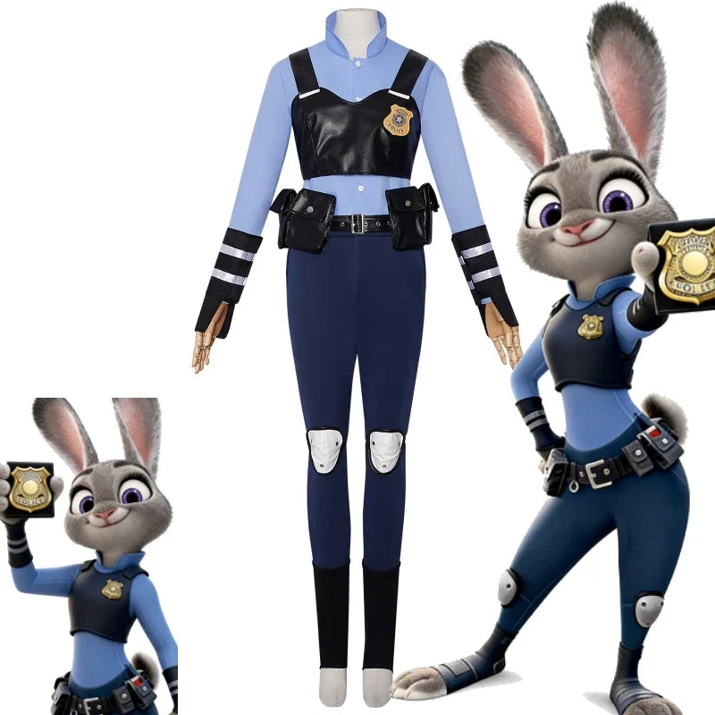 Zootopia Judy Hopps Police Uniform | Kids Adults Cute Cosplay Costume, Halloween Carnival Themed Party Outfit