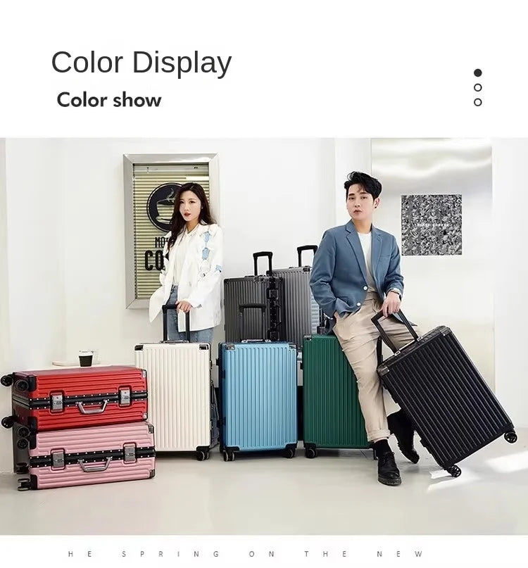 Aluminium Frame Suitcase Large-capacity Trolley Case Strong and Durable Password Cabin Bag Thickened PC suitcase 20/22/24/26/28