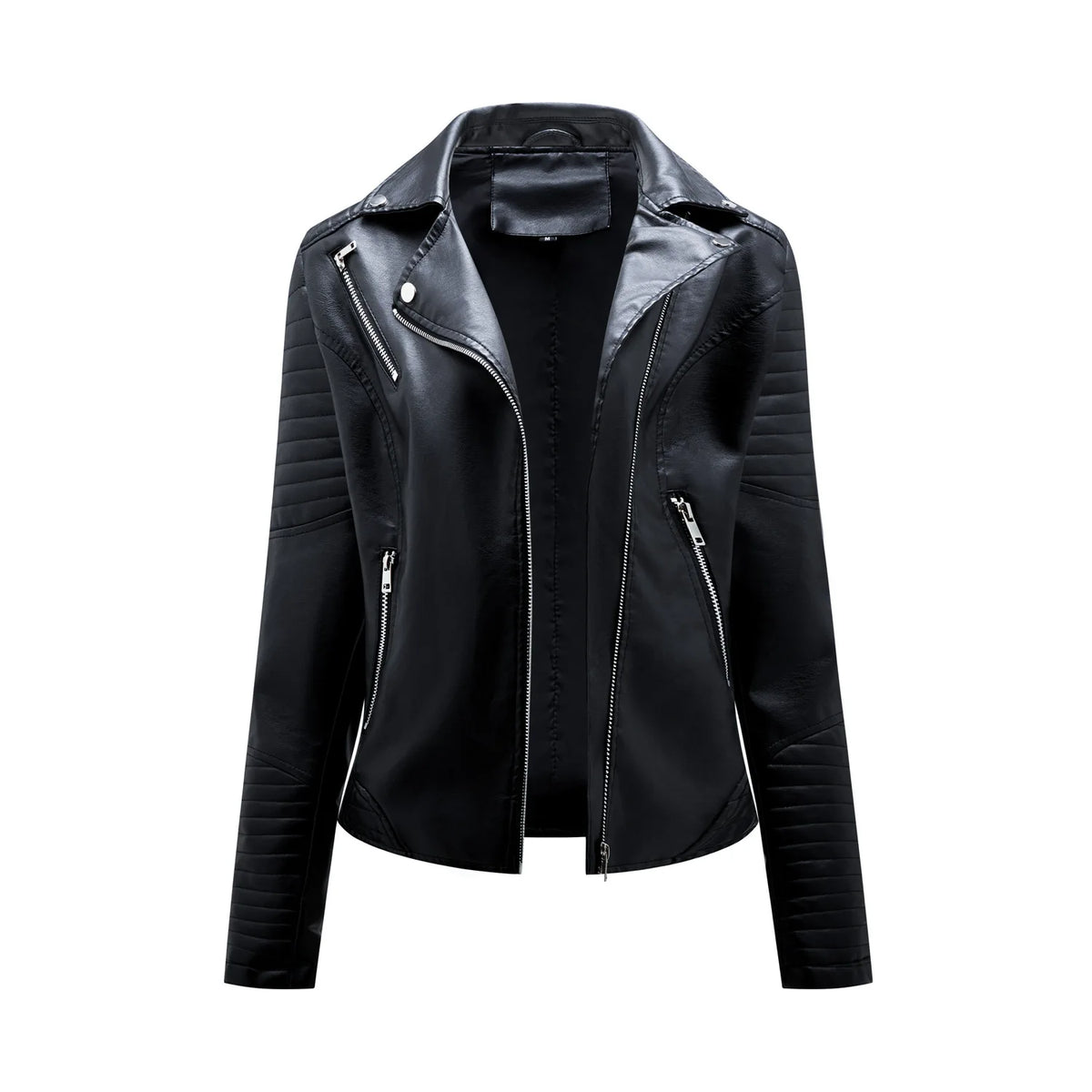 Spring and Autumn short women's leather jacket, Slim lapel biker suit, oblique zipper jacket women's coat