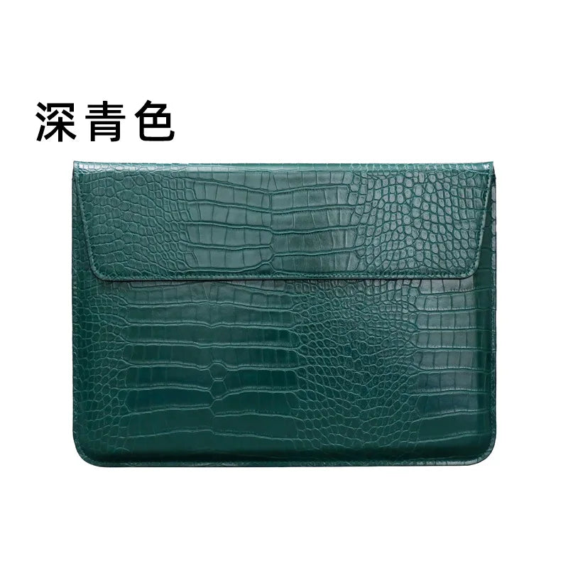Engrave Name Crocodile Pattern Laptop Sleeve Bag Leather Luxury Waterproof Laptop Bag Fashion Notebook Computer Storage Bags